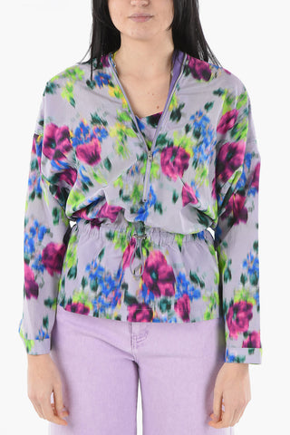 Silk-blend Oversized Blouse with Zip Detailing