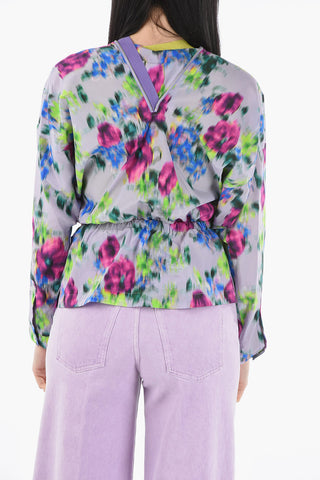 Silk-blend Oversized Blouse with Zip Detailing