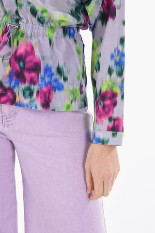 Silk-blend Oversized Blouse with Zip Detailing