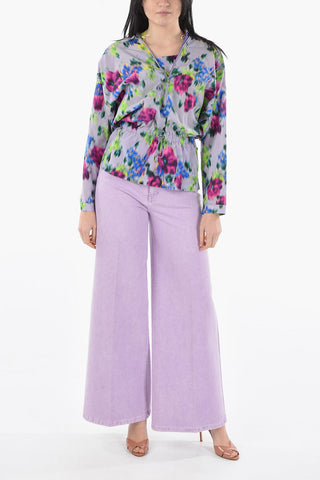 Silk-blend Oversized Blouse with Zip Detailing
