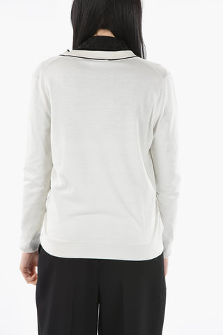 Embroidered Logo Silk Cardigan