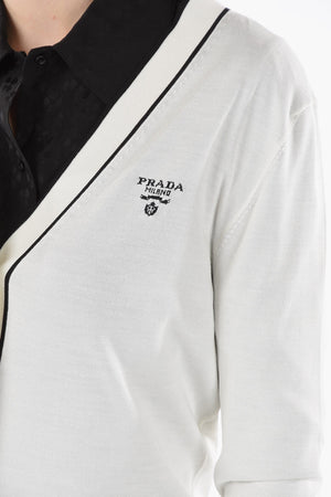 Embroidered Logo Silk Cardigan