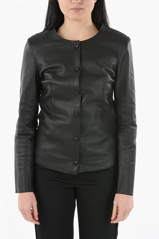 Solid Color Leather Jacket