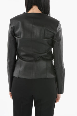 Solid Color Leather Jacket