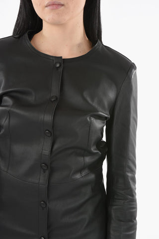 Solid Color Leather Jacket
