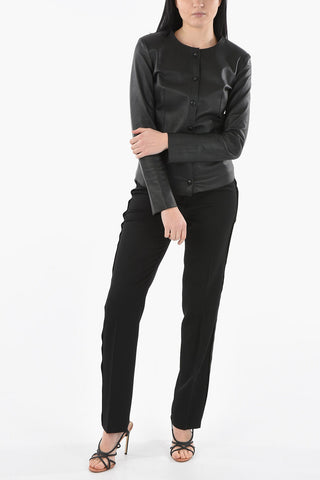 Solid Color Leather Jacket