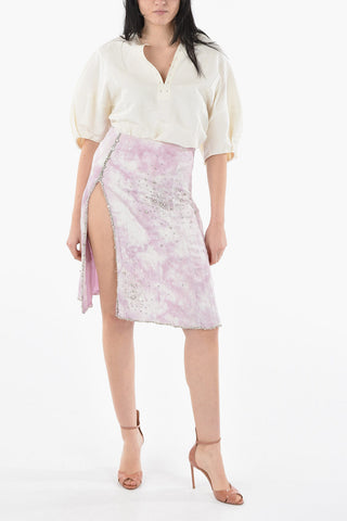 Flared Skirt with Crystal and maxi Split Side