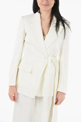 Ribbed Linen Wrapped Blazer with Belt