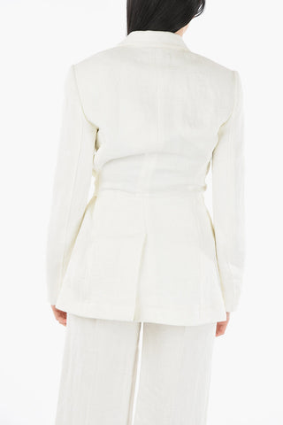Ribbed Linen Wrapped Blazer with Belt