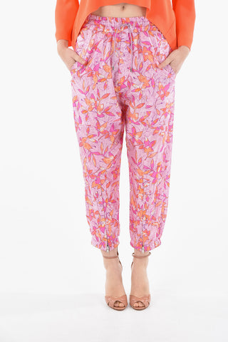 Pantaloni LAHORE in Misto Seta a Fantasia Floreale