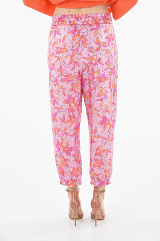 Pantaloni LAHORE in Misto Seta a Fantasia Floreale