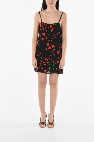 Minidress in Raso con Motivo Cuori