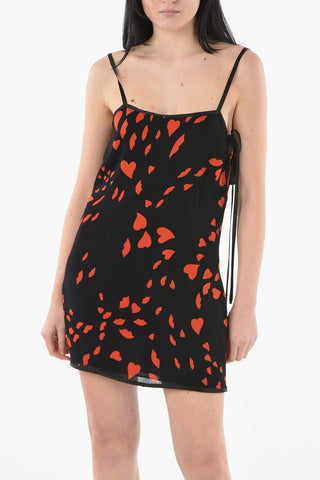 Minidress in Raso con Motivo Cuori