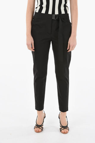 Straight Applied Belted Trousers with Jewelry