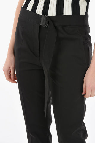Straight Applied Belted Trousers with Jewelry