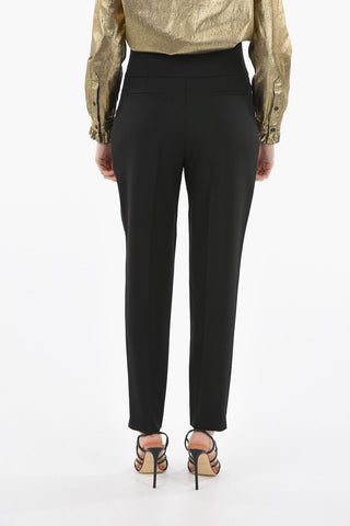 Front Buttoned Detail High-waisted Pants