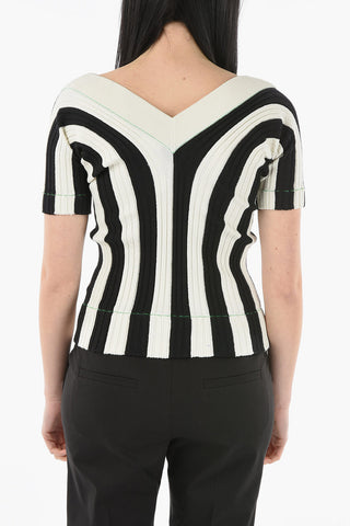 V-Neckline Knitted Ribbed Top