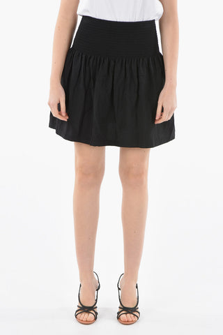 Nylon Flared Skirt with Lettering Logo Print
