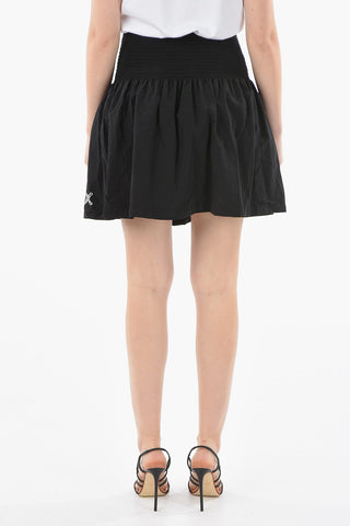 Nylon Flared Skirt with Lettering Logo Print