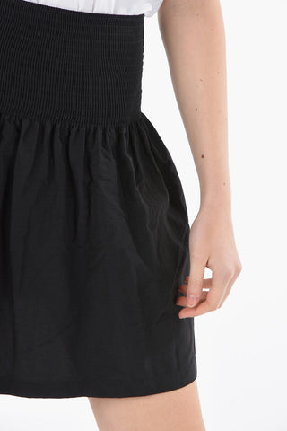 Nylon Flared Skirt with Lettering Logo Print