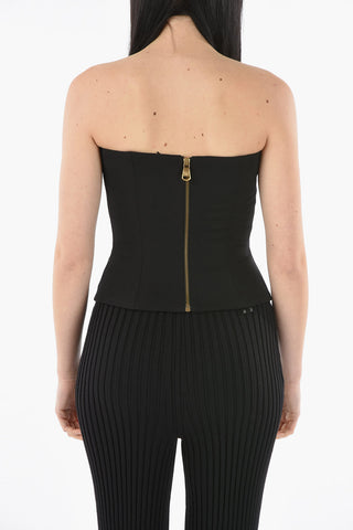 Top Corset in Lana con Cerniera Sul Retro