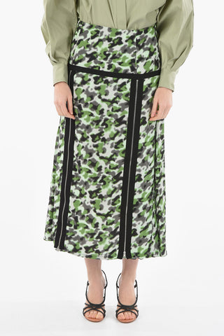 High-waisted Flared Longuette Skirt with Zip Detailing