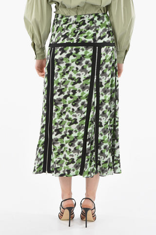 High-waisted Flared Longuette Skirt with Zip Detailing