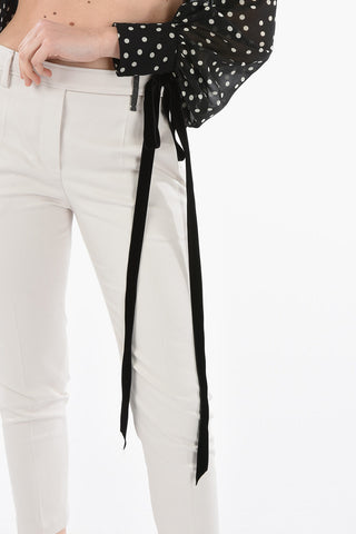 Polka Dots Silk Crop Top with Bow Cuff