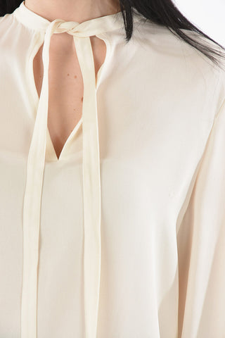 Tie Neck Silk Blouse