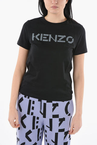 Crewneck T-shirt with Lettering Logo Print