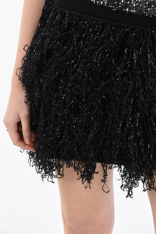 Elastic waist Fringed Mini Skirt