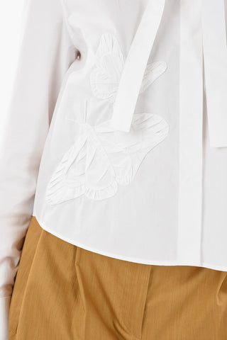 Camicia Crop in Popeline di Cotone con Taschino