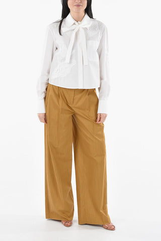 Camicia Crop in Popeline di Cotone con Taschino