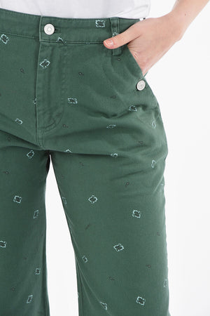 High-waisted Denim Pants with BANDANA Print 18cm
