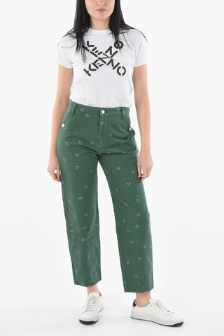 High-waisted Denim Pants with BANDANA Print 18cm