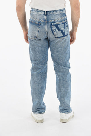 Logo Printed Regular Fit Jeans 20cm