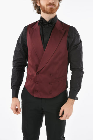 CC COLLECTION Double-Breasted Bicolour Waistcoat CERIM. RESET with Peak Lapel