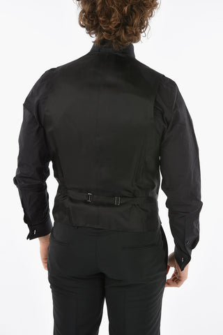 CC COLLECTION Double-Breasted Bicolour Waistcoat CERIM. RESET with Peak Lapel