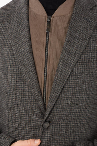 Cashmere Half-Lined Tattersall SPORTSWEAR Balzer with Chest Piece