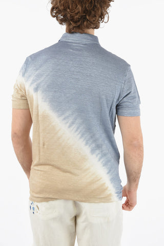 Tie-Dye Effect Flax SMITH Polo Shirt with Breast Pocket
