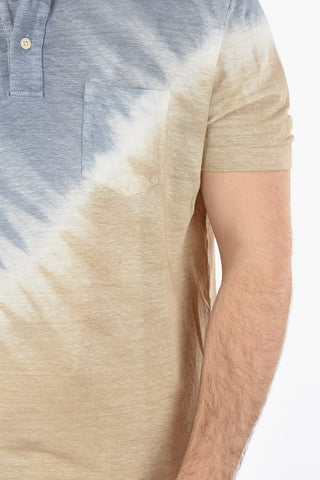 Tie-Dye Effect Flax SMITH Polo Shirt with Breast Pocket