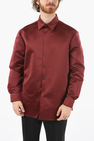Solid Color Spread Collar Shirt