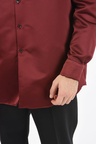 Solid Color Spread Collar Shirt