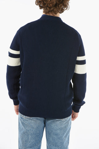 Cardigan in Cotone con Righe a Contrasto sulla Manica