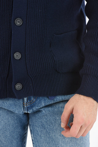 Cardigan in Cotone con Righe a Contrasto sulla Manica