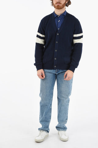 Cardigan in Cotone con Righe a Contrasto sulla Manica