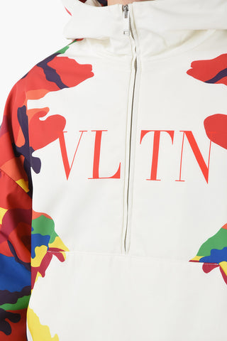 VLTN Giacca A Vento Stampata Con Cappuccio E Maxi Tasca Frontale