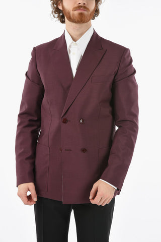 Lined Double Breasted Blazer With Patch Pockets