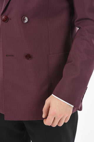 Lined Double Breasted Blazer With Patch Pockets