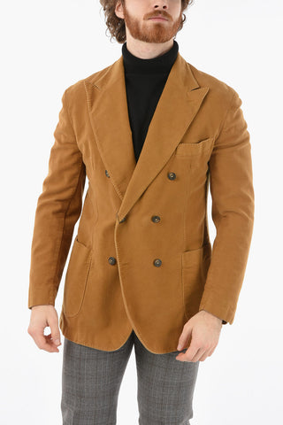 Half-Lined Double-Breasted Blazer with Peak Lapel
